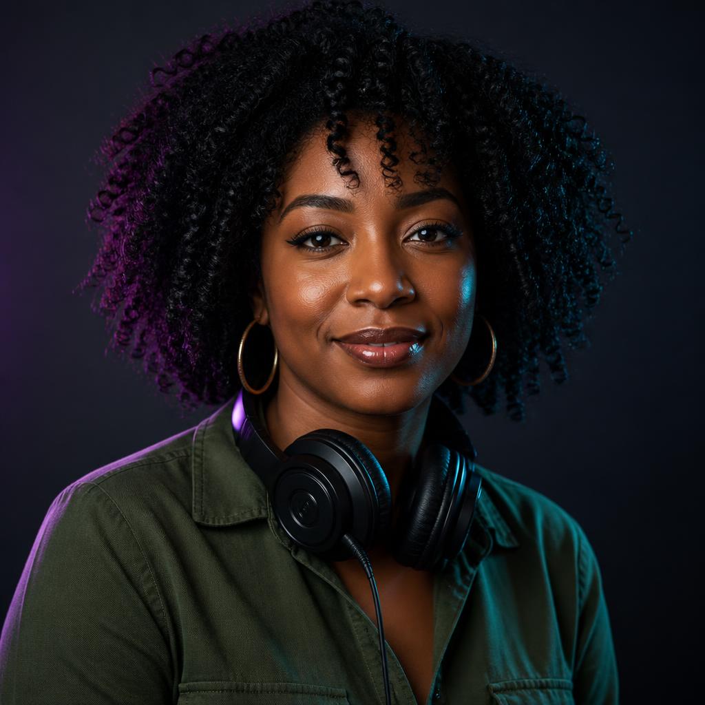 Portrait of Amara Okafor, Head of Music Curation at Headliner Record